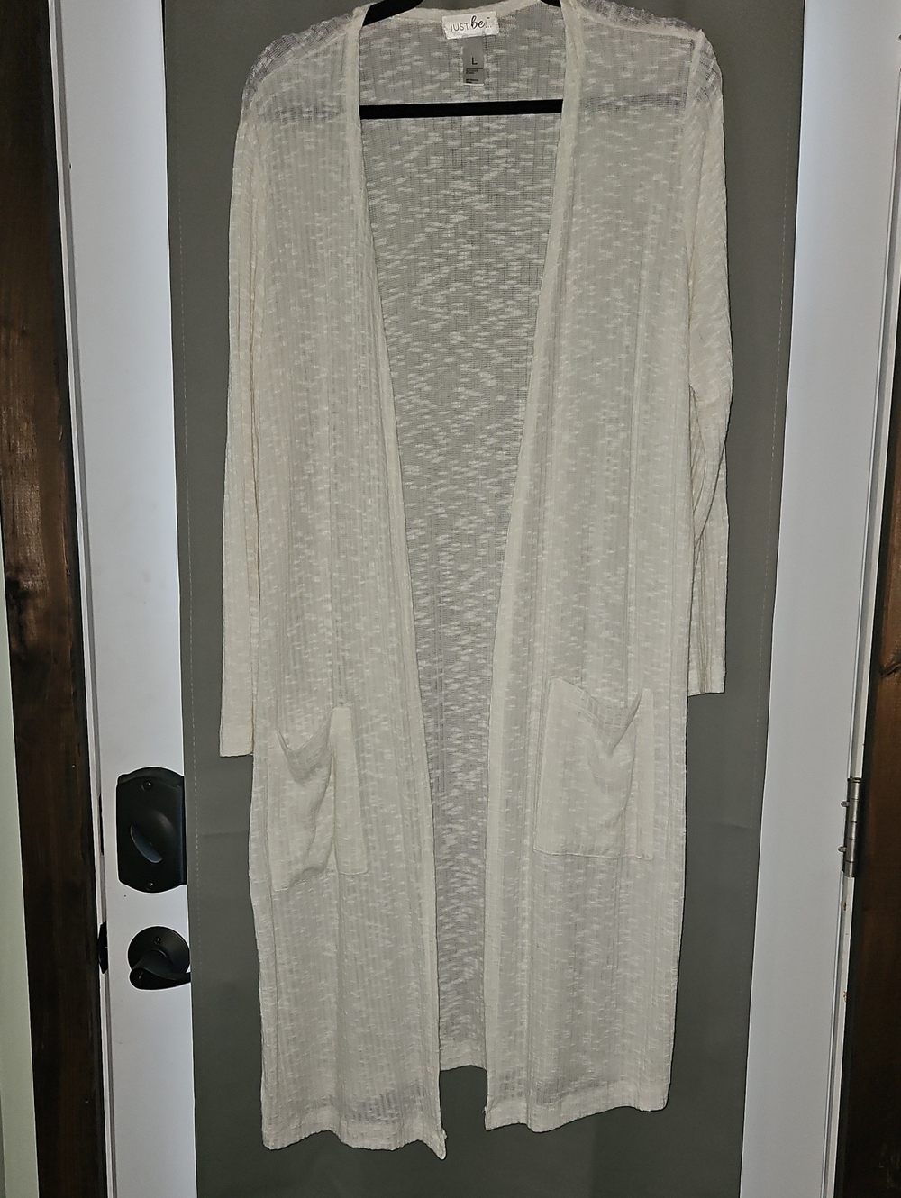 just be Long Open-Front Knit Cardigan